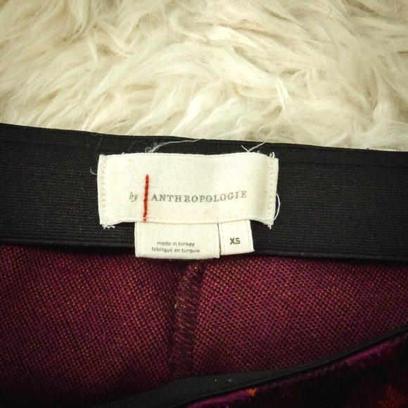 by Anthropologie Size XS Pink Print Pull On Wide Flare Bell Bottom Knit Pants - Picture 4 of 7